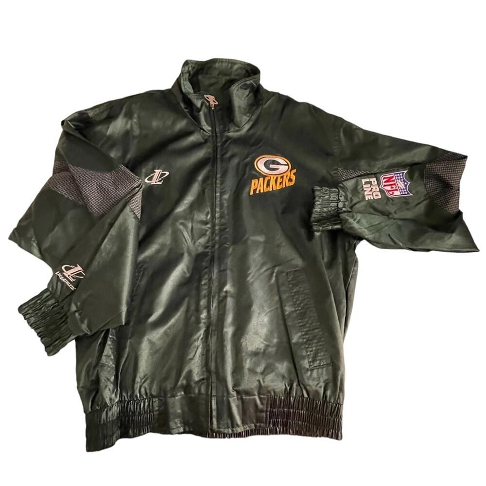 VTG NFL Proline Green Bay Packers Nylon Full Zip Jacket Size large